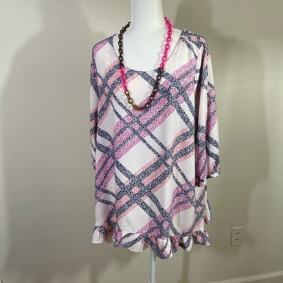 Motherhood Maternity sz XL top in Patel plaid casual loose fitting tunic length - Picture 4 of 10